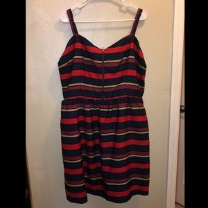 Red, Blue & Tan Striped Dress